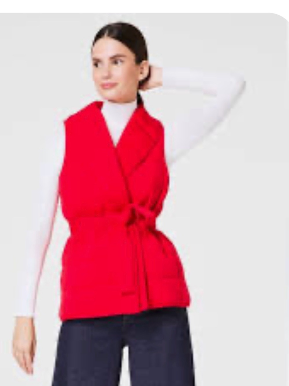 New Spanx M Red air essentials puffer belted snap closure classic vest gorpcore - Picture 2 of 15